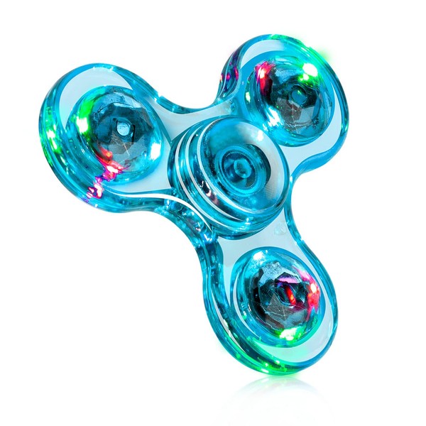 Fidget Spinner, Crystal Fidget Toy Led Light Rainbow Finger Toy Hand Fidget Spinner-Kids for ADHD Anxiety Stress Reducer(Light Blue)