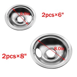 Stainless Drip Pan Set Replacement for Frigidaire Kenmore 316048413 316048414 With 6” and 8"