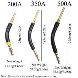 2 PCS Welding Gun Bending Pipe, Brass Welding Gun Curved Rod Welding Soldering Torch Accessories Kit for Female Thread Connecting Rod (500A)
