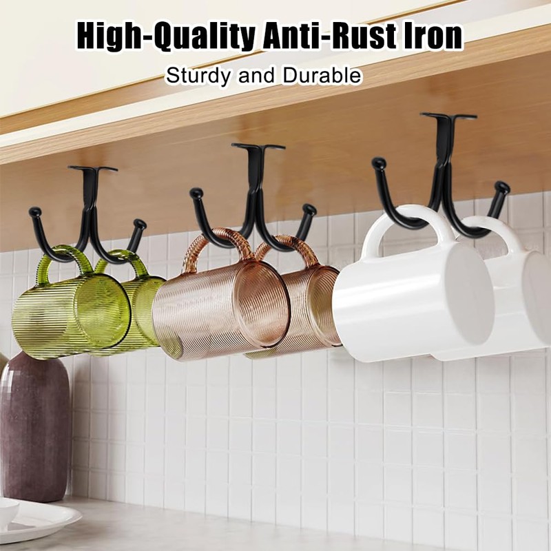 Pack of 10 Cup Holder Hooks Under Cupboard, 85 mm