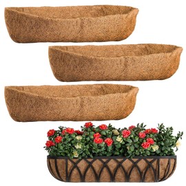 O-FarFarm 4 Packs Coco Liners for Planters 36 Inch, Coconut Fiber Window Box Liners Planter Insert Trough Planter, Coconut Basket Liners for Outdoor Plants