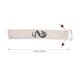 LOGOFUN Dragon Chopsticks Chinese Style Stainless Steel Anti-Skid Chopstick with Dragon Pattern Drawstring Pocket for Home Supplies - Black 24CM