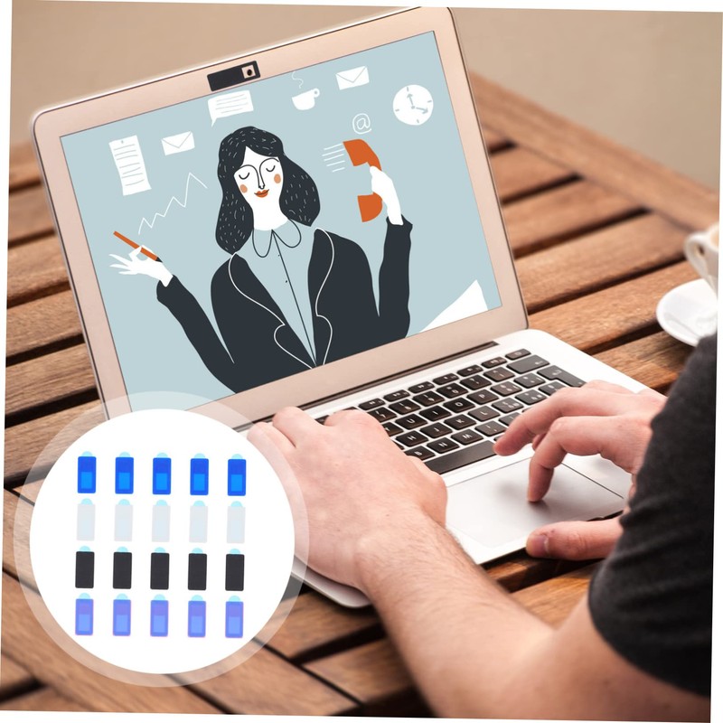 Tofficu 20Pcs Webcam Privacy Covers Sticky Slide for Laptop Phone