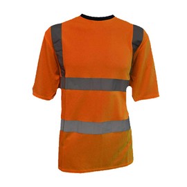 Orange Hi Vis T-Shirt Reflective Safety Tee Shirt, Conforms to EN20471 Class 2 & GO/RT 3279, High Visibility, By Brook Hi Vis, Large