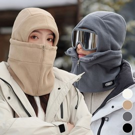 Unisex 4-in-1 Fleece Zipper Hood Warmer for Men and Women ELM-242 Dark Gray/FREE