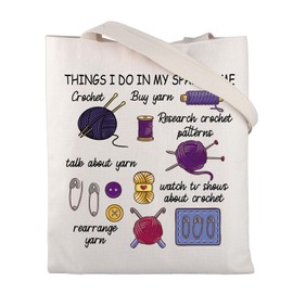ENSIANTH Crochet Gifts Tote Bag Crochet Lover Gifts for Crocheters Things I Do in My Spare Time Knitting Gift for Knitter Tote (crochet tote)
