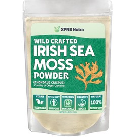 XPRS Nutra Irish Sea Moss Powder (Chondracanthus Chamissoi) - Premium Wildcrafted Seamoss Powder for Glowing Skin - Total Body Health Sea Moss Drink Powder - Vegan Friendly Irish Moss (8 oz)