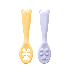 reliev First Weaning Spoon, Set of 2, Honey Yellow x Honey Blue, First Use, Different Use for Growth, Sucking, Just Sucking from 4 Months