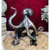 Ebros Large Standing Octopus Statue in Silver Finish Resin Marine
