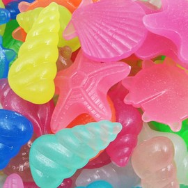 VOANZO 80pcs Glowing Stone Luminous Shells, Conch Shell Starfish Luminous Stone for Garden Pebbles Gravel Garden Pathway Yard Aquarium Fish Tank Decoration(25-35mm, Mixed Color)