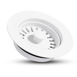 BOTEMY Garbage Disposal Strainer and Stopper with Decorative Flange - Fits 3.5 Inch Standard Drain Hole, Removable Sink Drain Strainer and Stopper, Durable ABS Material (White)