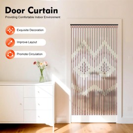 RudiUsoy Wood & Bamboo Beaded Curtain, Hippie Boho Bohemian Natural Wooden Door Beaded Curtain Doorway, Wooden Beaded Curtains for Doorway Room Divider (Coffee White)