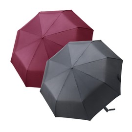 PFFY 2 Packs Travel Umbrella Windproof Auto Open & Close 8 RIBS Collapsible Folding Small Compact Backpack Car travel Essentials Purse Umbrellas for Rain Black+Burgundy