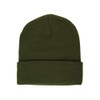 Nayt Long Solid Plain Cuffed Beanie Knit Hat (Olive Green)