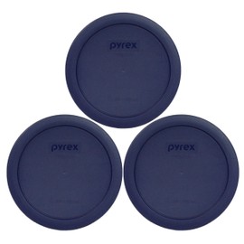 Pyrex 7201-PC 4-Cup Dark Blue Round Replacement Lids - 3 pack - Original Genuine Pyrex - Made in the USA