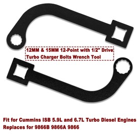 12MM & 15MM 12-Point Turbo Charger Bolt Wrench Tool fit for Cummins ISB 5.9L and 6.7L Turbo Diesel Engines,Replaces for 9866B 9866A 9866