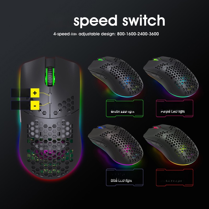 HXSJ T66 RGB 2.4G Wireless Gaming Mouse RGB Lighting Charging