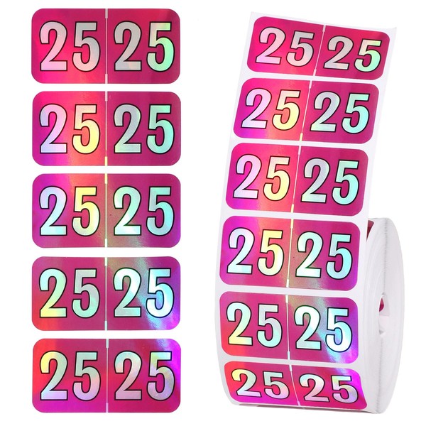 500pcs 2025 Year Stickers, 1.5x0.75in Holographic 2025 New Year Stickers