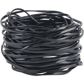 GORGECRAFT 10 m Flat Soft Leather Strap for Folding, 3 mm, Black, Double-Sided Stripes, Cord, Braided Cord, PU Leather Trim Ribbon for DIY, Sewing, Crafts, Belts, Bracelets, Jewellery Making