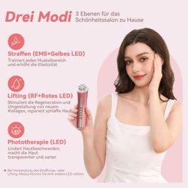 CARER SPARK Gesichtsmassagegerät Gegen Falten Skin RF Schönheitsgerät mit 3 LED Licht EMS Phototherapie für Anti-Aging Faltenreduzierung feine Linienreduktion Radiofrequenz Hautpflegegerät