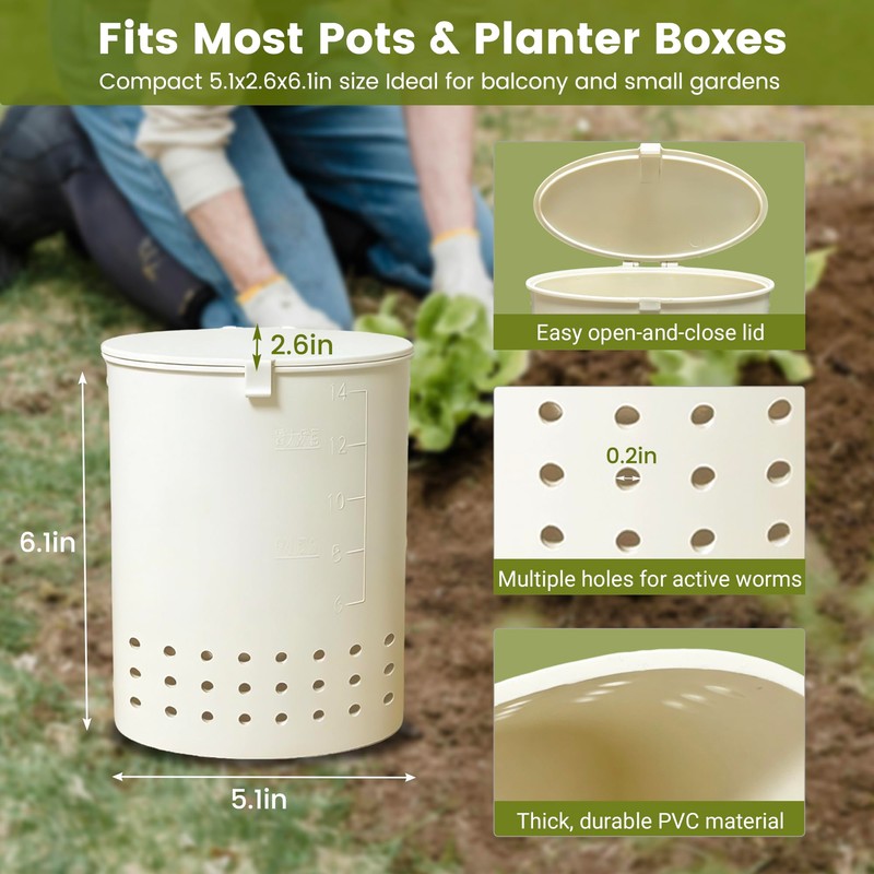 Underground Kitchen Food Waste Compost Bin, Mini Worm Farm Vermicomposting