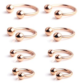 Ruifan 8PCS 14G Horseshoe Nipple Nose Eyebrow Helix Tragus Cartilage Septum Navel Belly Piercing Ring 8mm 10mm 12mm 14mm - Rose Gold