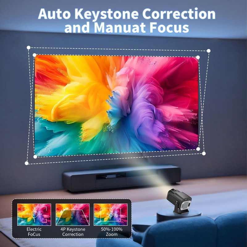[Built-in Apps] Mini Projector with WiFi 6 and Bluetooth5.2, Smart