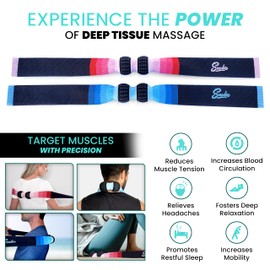 The Snake Deep Tissue Muscle Roller - Dual Lacrosse Ball Self Massager for Back, Body & Foot (Firm, Blue)