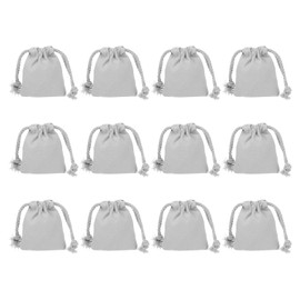 PATIKIL 100% Cotton Reusable Drawstring Bags, 3x4 Inch 12 Pack Multipurpose Washable Cotton Dust Bags, Luggage Organizer, Travel Essentials Storage Pouch, Light Gray