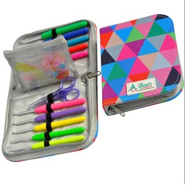 Athena's Elements Premium Crochet Hooks KIT with Ergonomic Handles for Extreme Comfort - Accurate USA Standard Sizing - Perfect Hook & Case Set with Removable Pocket & Complete Knitting Accessories