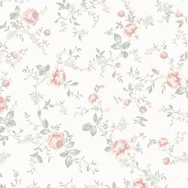 Floral Peel and Stick Wallpaper Boho Flower and Leaf Contact Paper Removable Self Adhesive Waterproof Wall Paper for Decorative Bedroom Bathroom Home Wall Furniture Decal 17.32inW 118.11inL