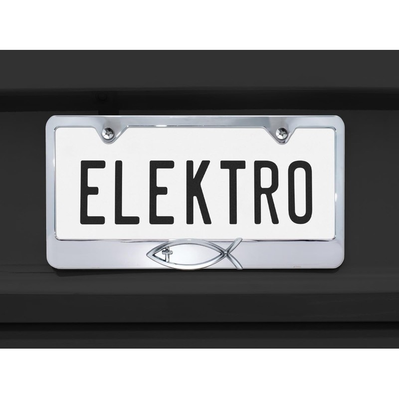 Elektroplate – Christian Fish Ichthys with Cross on Chrome All-Metal