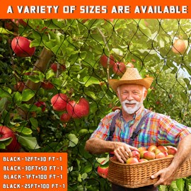 Black Bird Netting for Garden Protection Reusable Heavy Duty Garden Mesh Net Fruit Tree Netting Pest Barrier Bird Fence Protect Fruit Trees Vegetable with Ties and Staples (12' x 30')