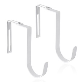 2pcs Over Door Hook, Adjustable Cubicle Hooks Durable Iron Compartment Door Hanger Hanging Clothes Organizer Towel Rack for Hat Coat Cloakroom Bedroom, No Space Required (White)