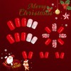 24 Pcs Christmas Snowflake Press on Nails Red Stars Acrylic