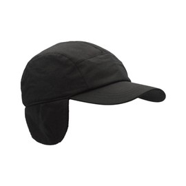 WALKER AND HAWKES Ellwood Unisex Baseball Cap with Ear Flaps - Waxed, black