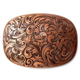 Antique Engraved Floral Belt Buckle - Stylish, Heavy-Duty, Vintage Western Accessory Copper/Silver (Copper)