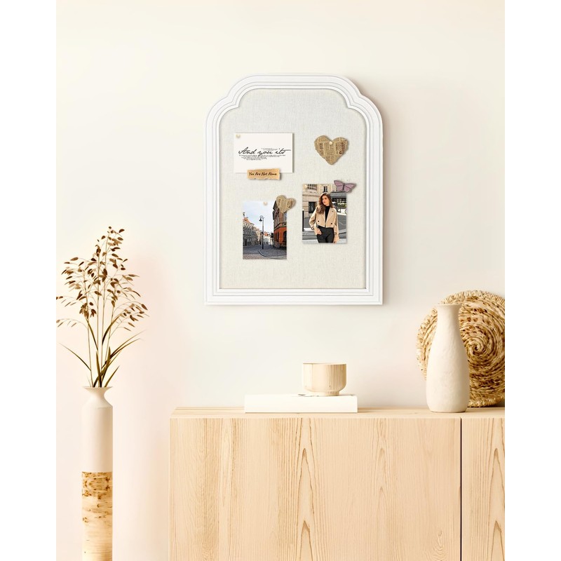 Bulletin Board with Linen, 13x17 inches Pin Board with White