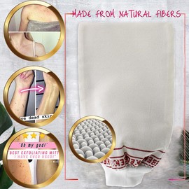 Kelebek Premium Natural Exfoliating Gloves, Turkish Hammam Kese, Original Exfoliating Mitt, Body Scrub for Men and Women