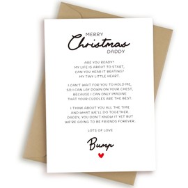 HEALSLA Poem Christmas Card for Daddy to be, Funny Christmas Cards for Father, Pregnancy Announcement Xmas Card from Bump