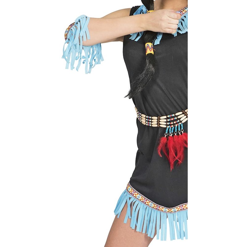 Generique - Indian costume with blue fringes for women Medium