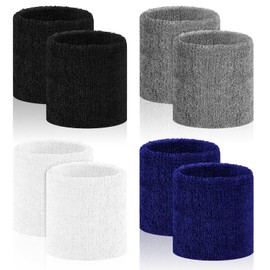 8 Pcs Sports Wrist Sweat Bands for Men & Women， Absorbent Wrist Sweatbands Tennis Wristbands, Elastic Wrist Bands for Sweat for Basketball Tennis Football Gym Running Working Out