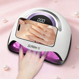 SEVOREN Pro Gel Lamp Light 300W UVLED Professional Gel Nail Lamp High Power Gel Nail Lamp 4-Speed ​​Timer No Worry about Black Hands Nail Gel Lamp, 1 Piece, White / SEVOREN 프로 젤램프 라이트 300W UVLED 전문가용 젤네일 램프 고출력 젤네일램프 4단 타이머 검은손 걱정 없음 네일젤램프, 1개, 화이트