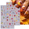 3 Sheets Embossed Maple Leaf Nail Stickers Autumn Fruit Nail