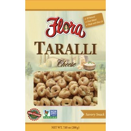 Taralli by Flora 7.05 oz. - Italian Snack Cracker - All Natural Oven Baked - Cholesterol Free - Savory Snack - 100% Italian (Cheese Taralli)