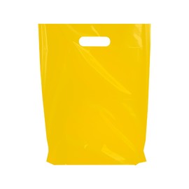 MMSBAGS Retail Plastic Merchandise Bags, Die Cut Handles. Perfect for Retail Stores, Birthdays, Parties or Any Events. Packs of 100/200/500/1000 (9x12, Yellow, 200)