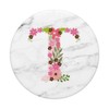 WHITE MARBLE PHONE GRIP PINK LETTER T INITIAL -T LETTER