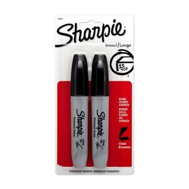 Sharpie Chisel Tip Permanent Markers, Black Ink, Pack of 2