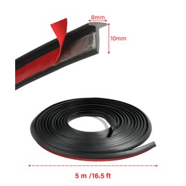 YAKEFLY 16.5Ft Automotive Sealing Strip,Self Adhesive Auto Rubber Weather Draft Seal Strip Car Windshield Edge Moulding Sealing Strip Protector Trim,T Type Car Weather Stripping Weatherstrip (8x10mm)