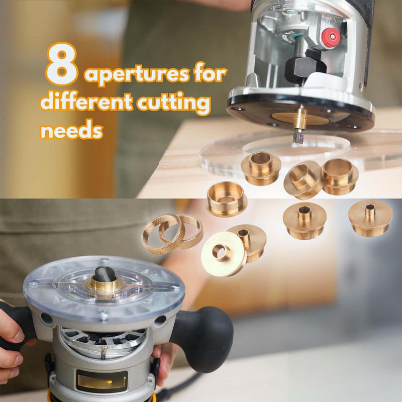 SpeTool Brass Router Template Bushing Guide Set with Centering Pin&Cone